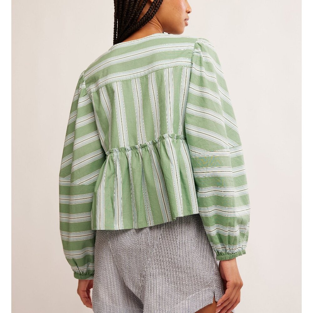 🎉LAST CHANCE🎉 FREE PEOPLE Brunch Babe Blouse / White Spruce Combo - Picture 8 of 11